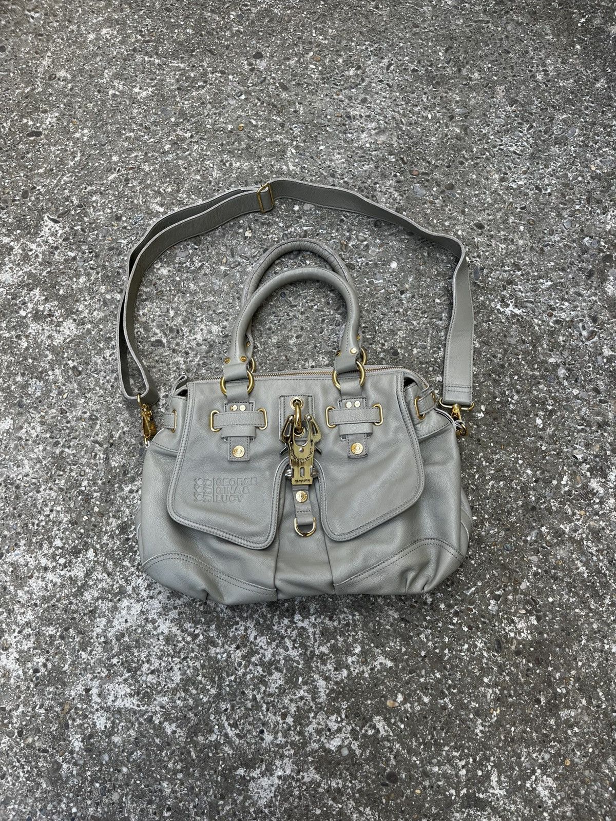 George Gina Lucy Vintage Very Leather Crossbody Bag in Beige, Women's