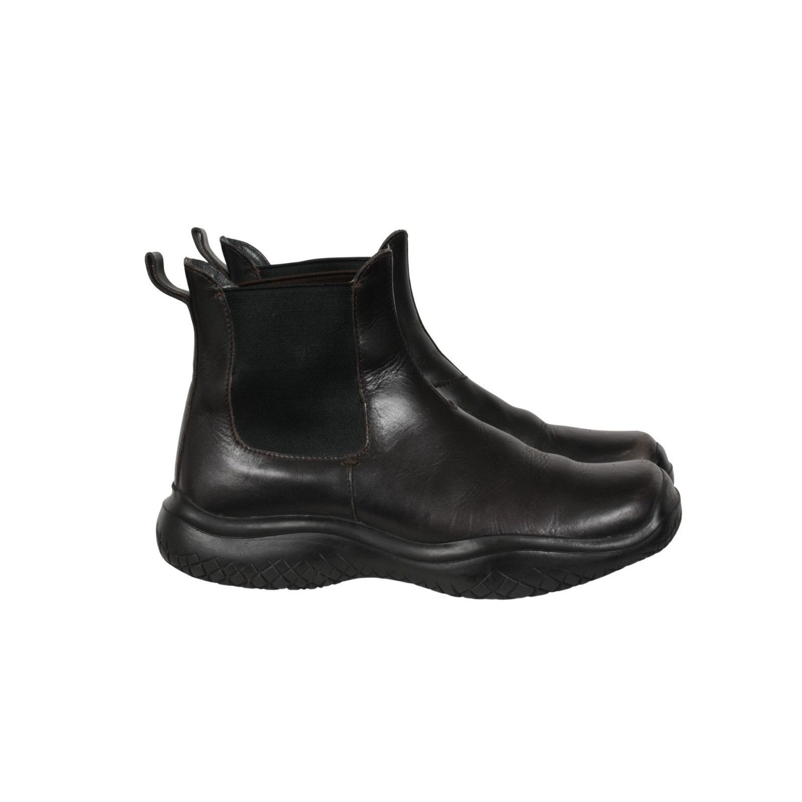 Prada Vintage Chelsea Boot Brown Leather Square Toe - 02618 Size US 10.5 / EU 43-44 - 2 Thumbnail