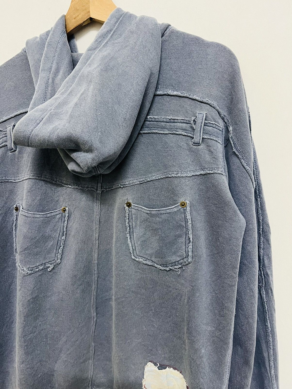 Japanese Brand SKY BOMBER 391B08 RECONSTRUCTED ZIPPER HOODIE JACKET Size US M / EU 48-50 / 2 - 14 Thumbnail