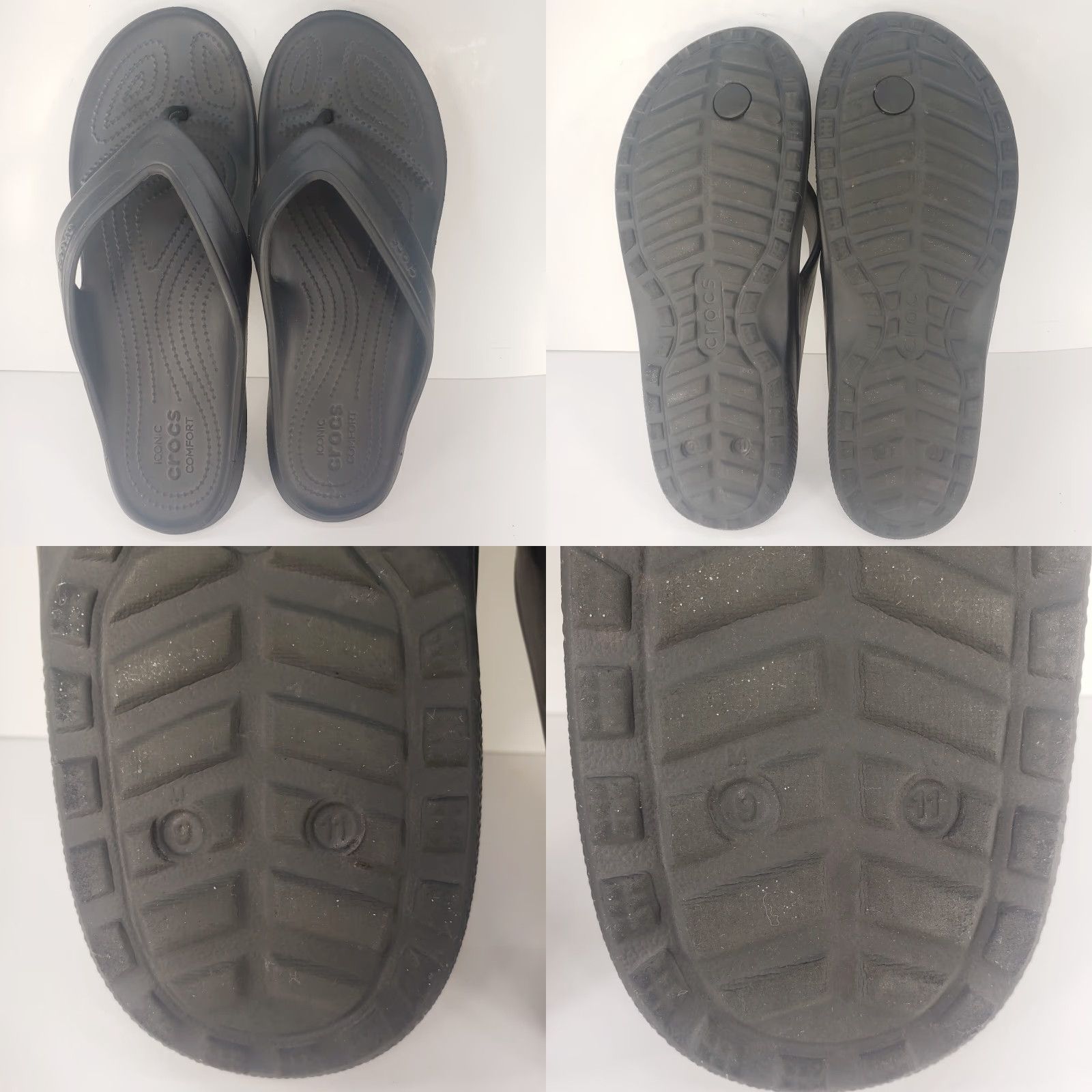 Crocs Crocs Flip Flops Thong Sandals Men's Women's 9 11 Black Comfort Slip On Logo Breathable Lightweight Casual Shoes Size US 9 / IT 39 - 8 Thumbnail