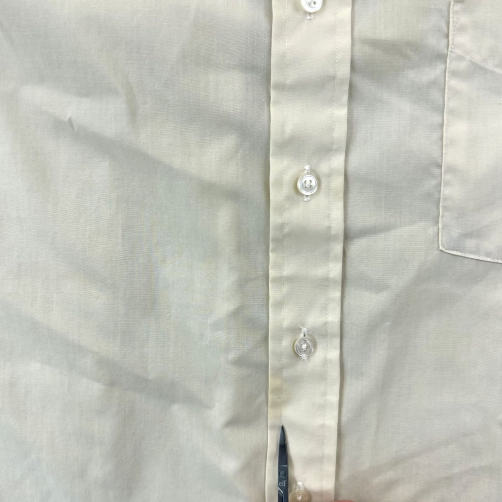 Van Heusen VINTAGE Van Heusen 417 Shirt Mens Ivory Blue Striped Button-Down Long Sleeve 90s Dress Shirt Size US L / EU 52-54 / 3 - 6 Thumbnail