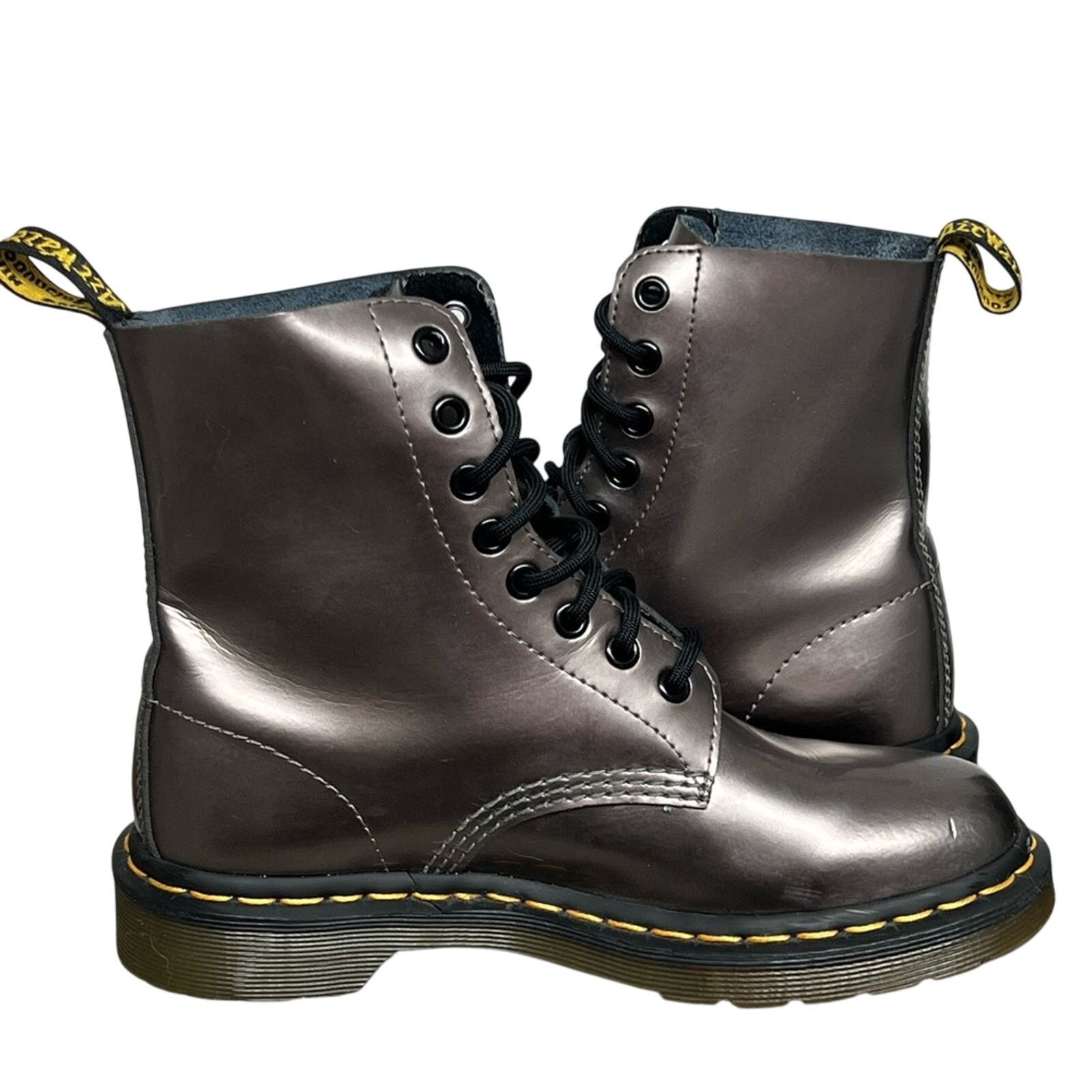 Dr. Martens Dr. Martens Metallic Pewter 1460 Pascal Smooth Leather Boots Size US 6 / IT 36 - 3 Thumbnail