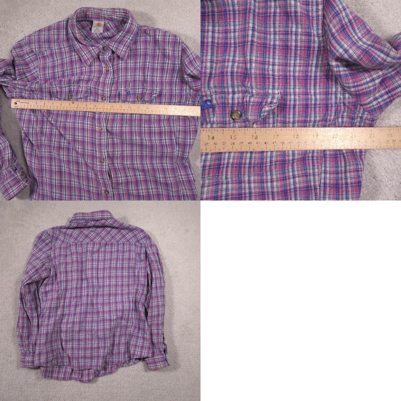 Carhartt Carhartt Womens XL Purple Plaid Button Front Flannel Long Sleeve Shirt Top Size XL / US 12-14 / IT 48-50 - 8 Thumbnail