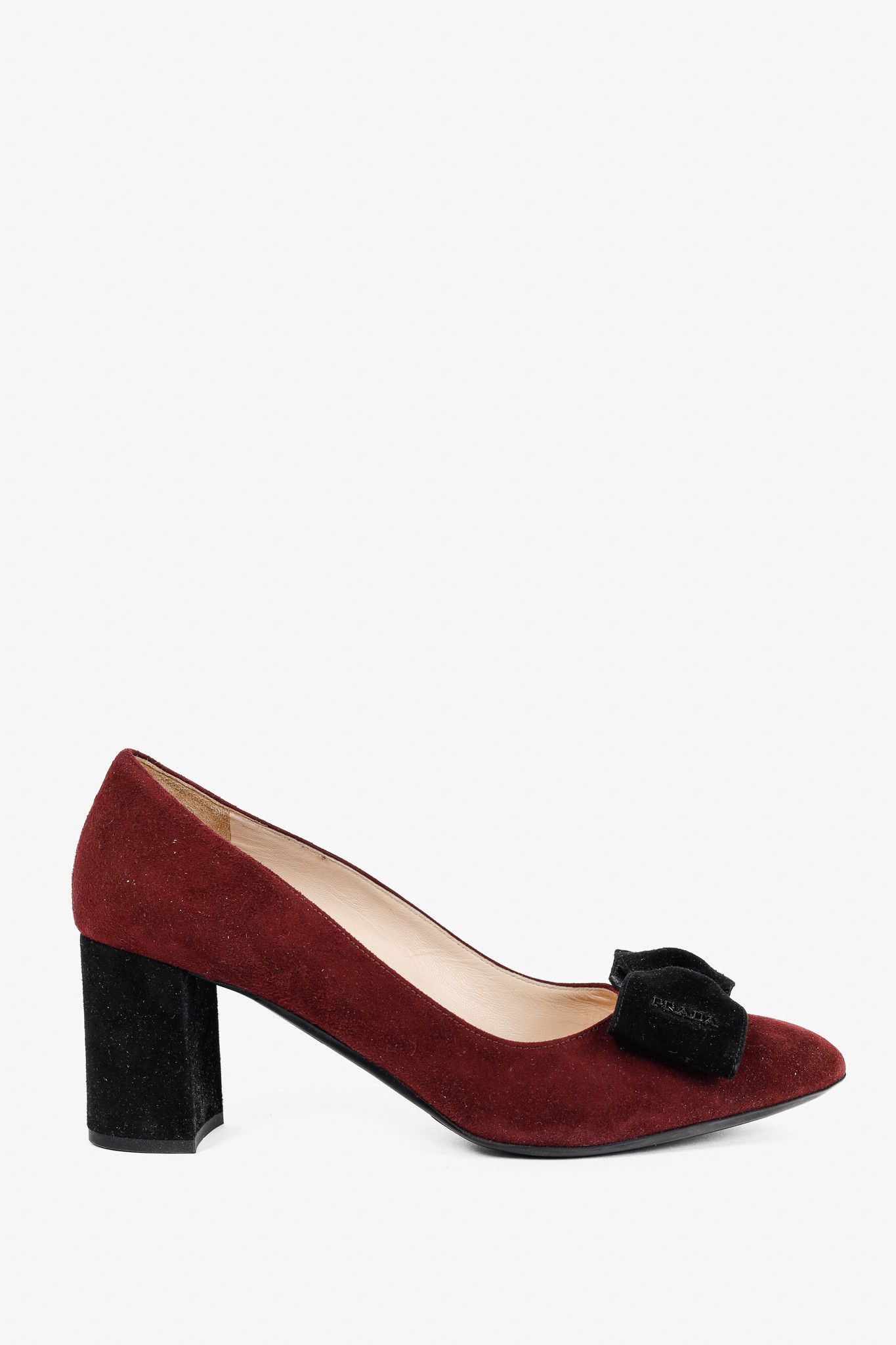 Prada Granato Nero Suede Bow Pointed-Toe Pumps