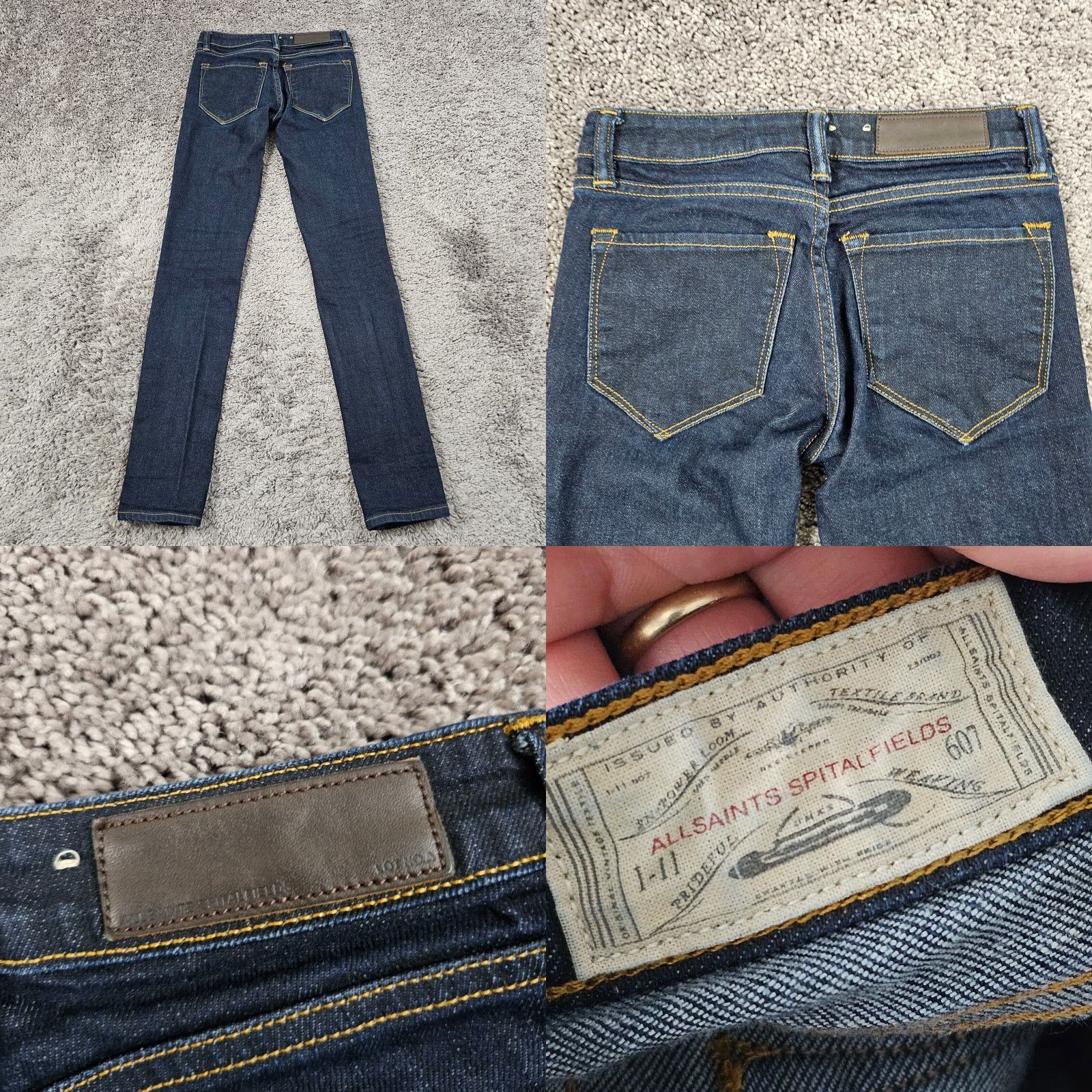 Allsaints VINTAGE AllSaints Womens Jeans Skinny Low Rise 0 Dark Wash Blue Stretch Denim Inseam 30 inches Girls Size 25" / US 0 / IT 36 - 8 Thumbnail