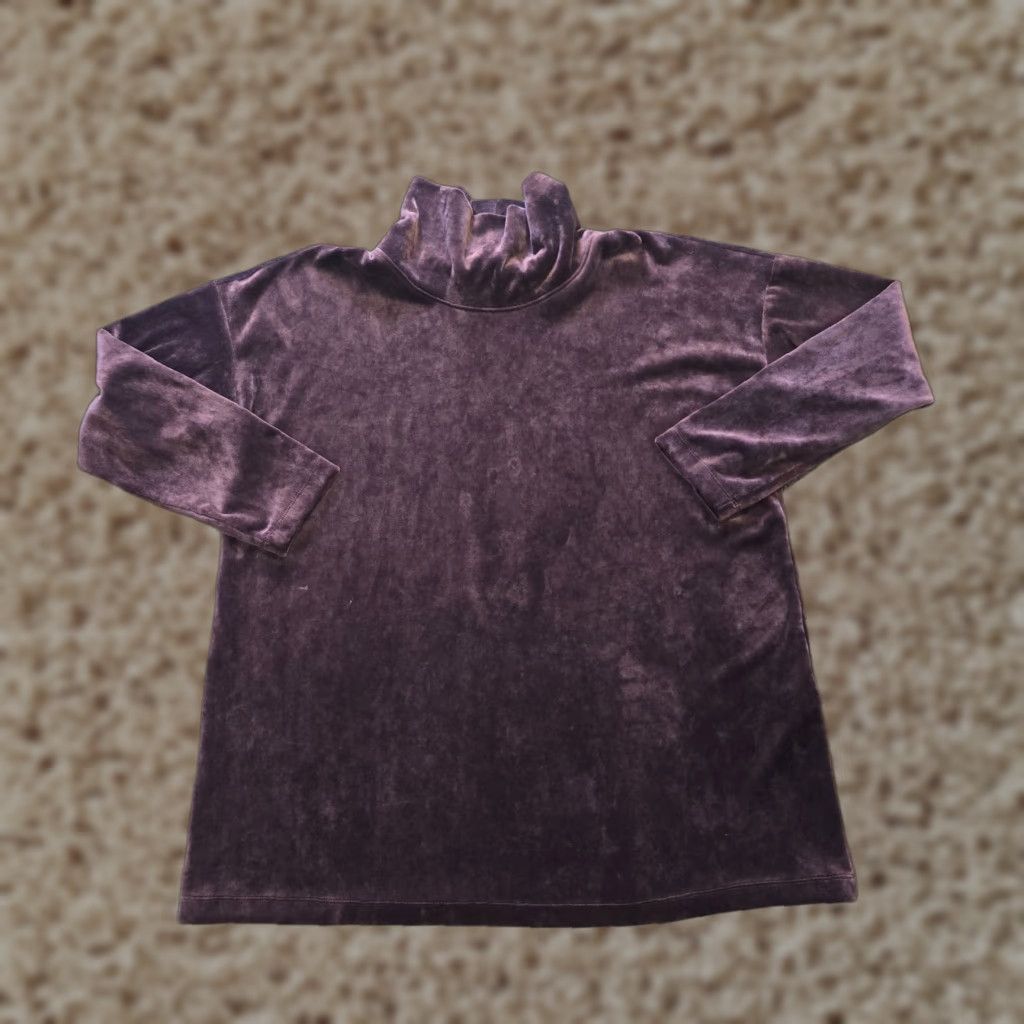 J. Jill J. Jill Top Womens L Purple Velour Long Sleeve Stretch Casual Career Shirt Size L / US 10 / IT 46 - 1 Thumbnail
