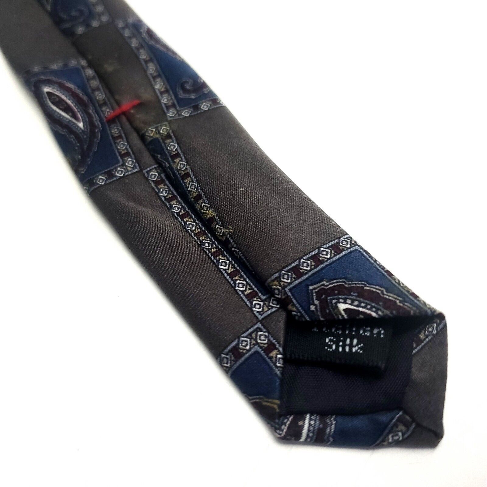 Henry Grethel Henry Grethel Gray Blue Silk Tie Woven Geometric Wide Size ONE SIZE - 5 Thumbnail