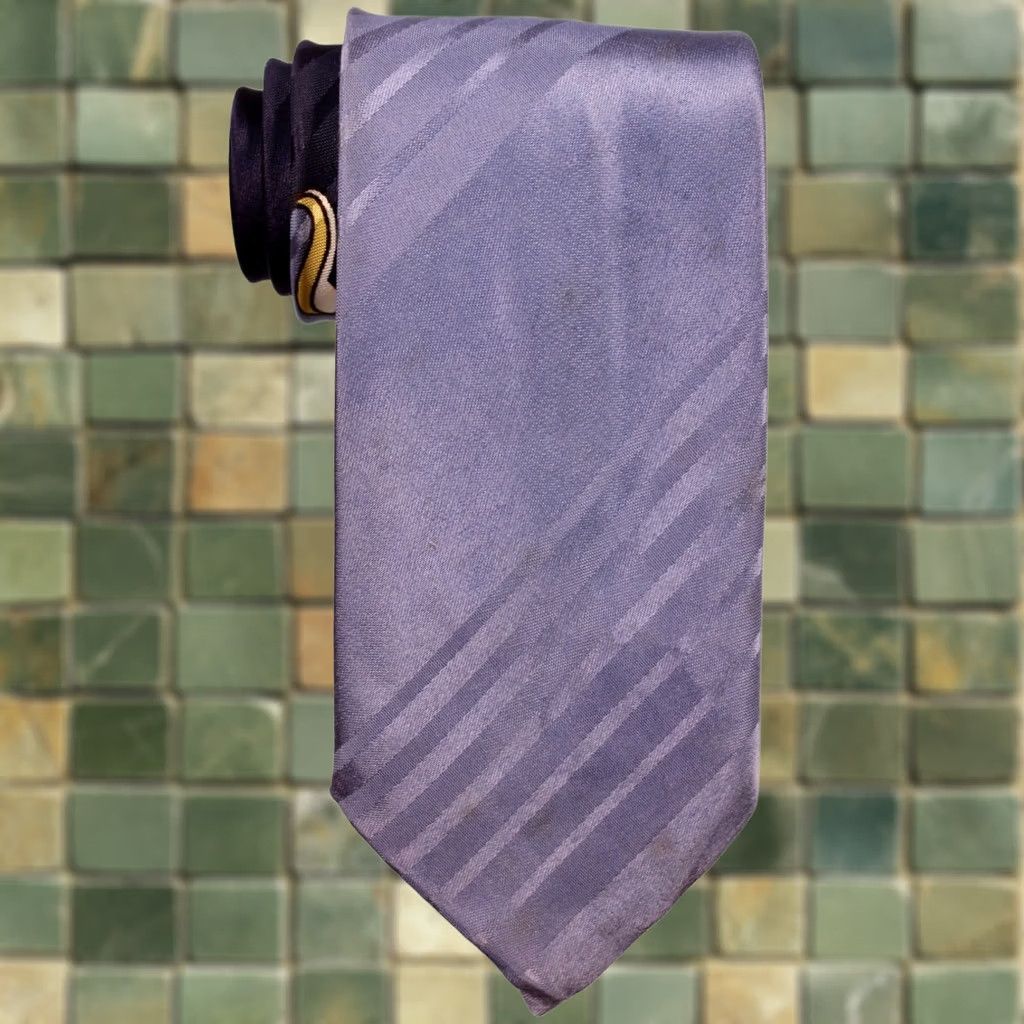 Vintage VTG 1950s Blue & Yellow Striped Pattern Necktie Men’s Tie Shirt? Size ONE SIZE - 1 Thumbnail