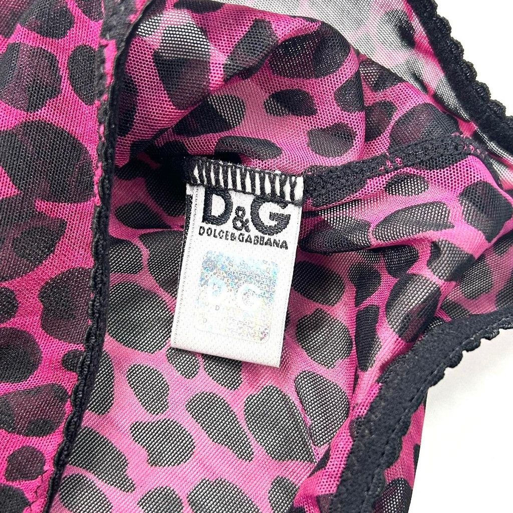 Dolce & Gabbana y2k D&G pink and black mesh cheetah print tank top Size S / US 4 / IT 40 - 8 Thumbnail