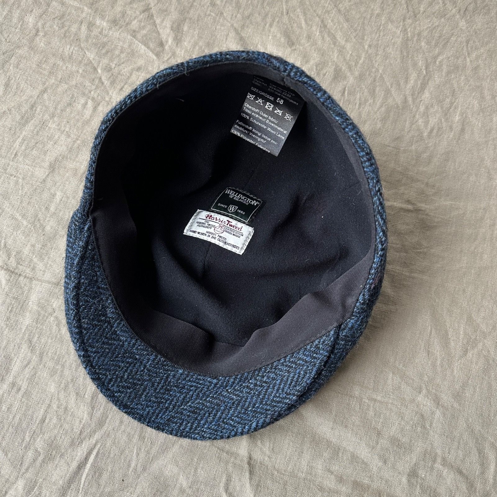 Harris Tweed Wellington Harris Tweed UK Herringbone Wool Flat Hat 9656AC Size ONE SIZE - 4 Thumbnail
