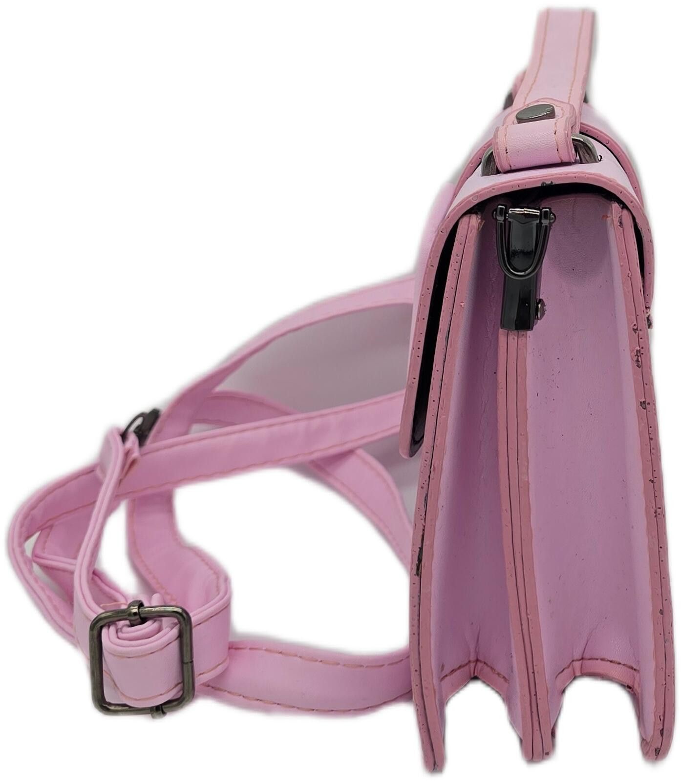 The Unbranded Brand Stylish Pink Faux Leather Shoulder Bag with Buckle Detail Size ONE SIZE - 5 Thumbnail