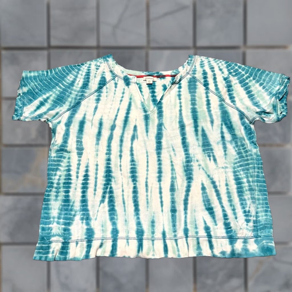 Vintage Sundance Shirt Top Womens XL Turquosie Tie Dye Short Sleeve Sweatshirt Fabric Shirt Women XL Turquoise Tie Dye Sweatshirt Fabric Size XL / US 12-14 / IT 48-50 - 1 Thumbnail