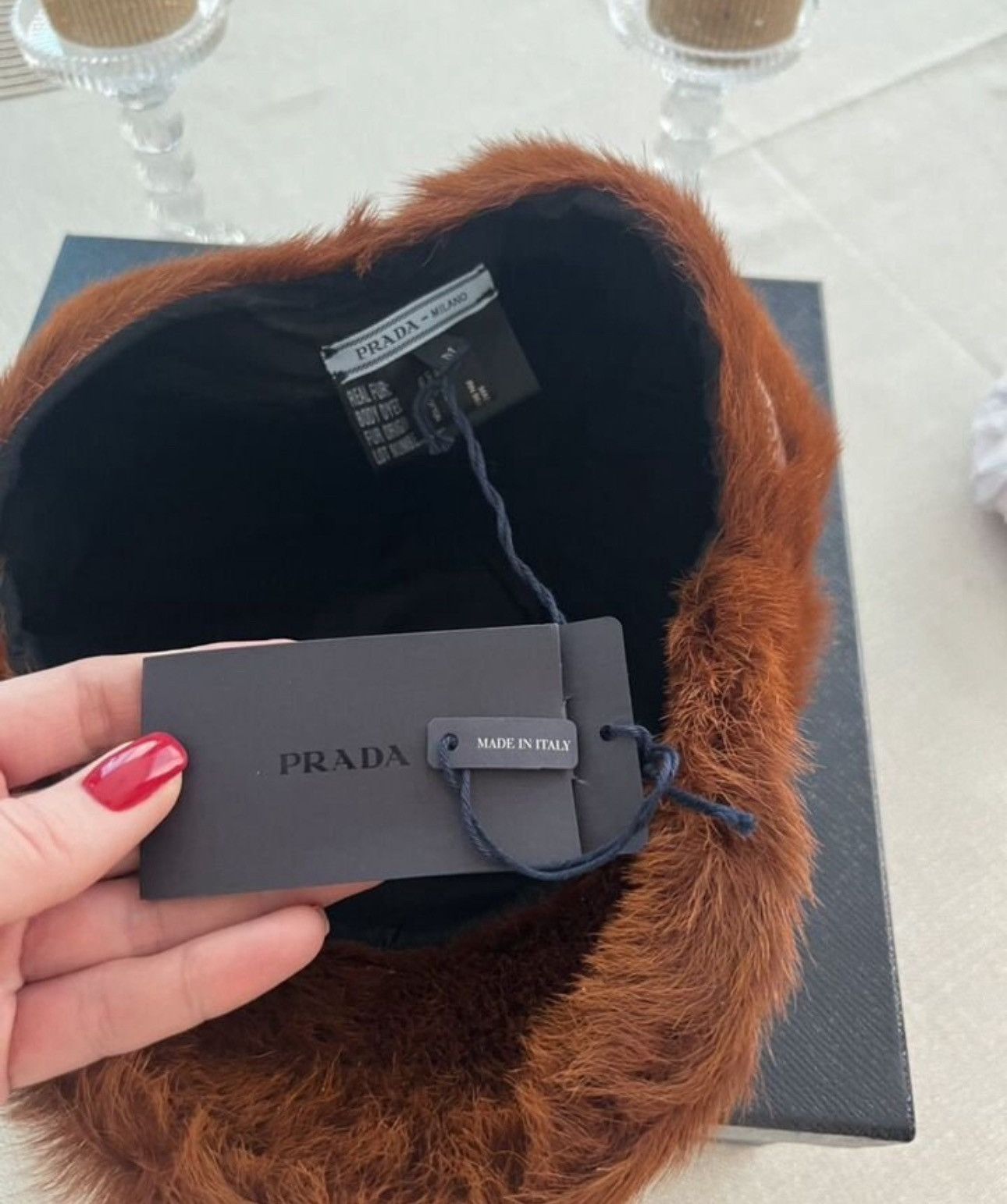 Prada Prada Real Fur Cap Size ONE SIZE - 5 Thumbnail