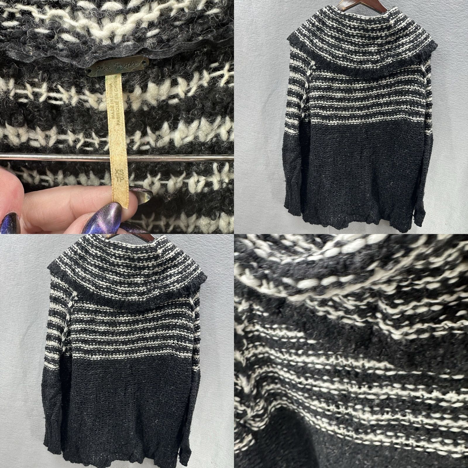 Free People VINTAGE Free People Sweater Women XS Wool Blend Cowl Neck Striped Boho 90s Mens? Size XS / US 0-2 / IT 36-38 - 8 Thumbnail