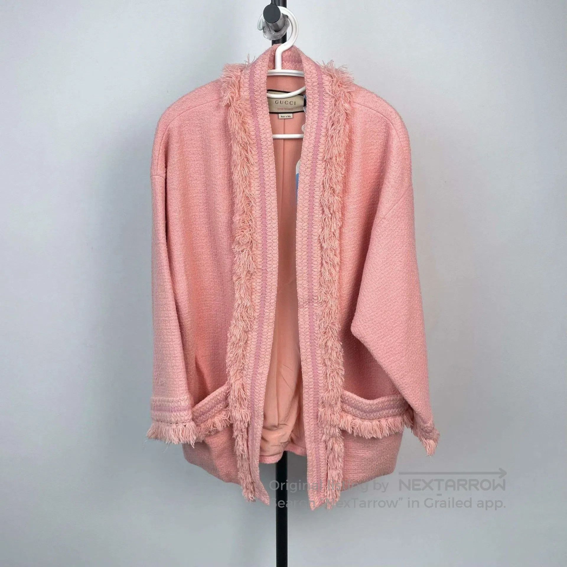 Gucci Pink Gucci Wool Coat with Lace Trim. Size S / US 4 / IT 40 - 1 Thumbnail