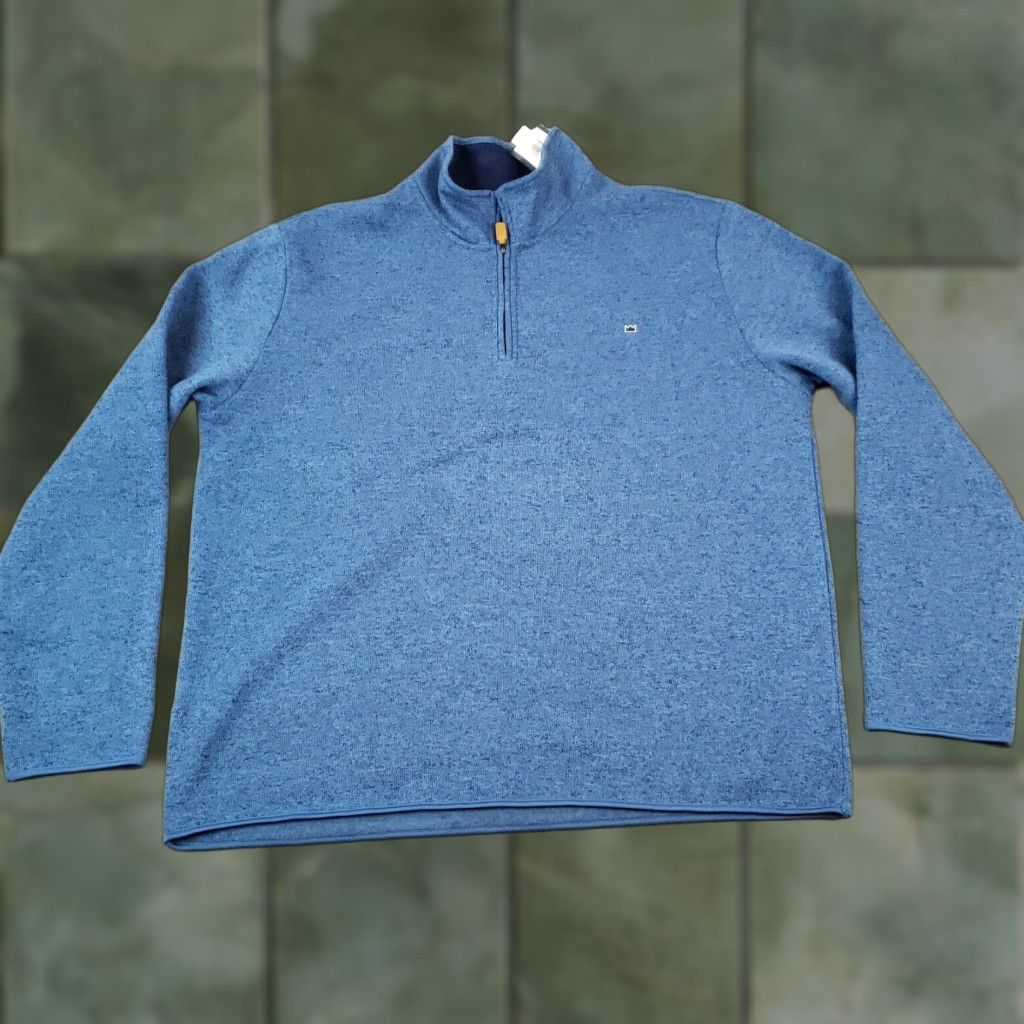 Vintage Crown & Ivy Mens Sweater XL Blue 1/4 Zip Mock Neck Long Sleeve Pullover Zip Size US XL / EU 56 / 4 - 1 Thumbnail