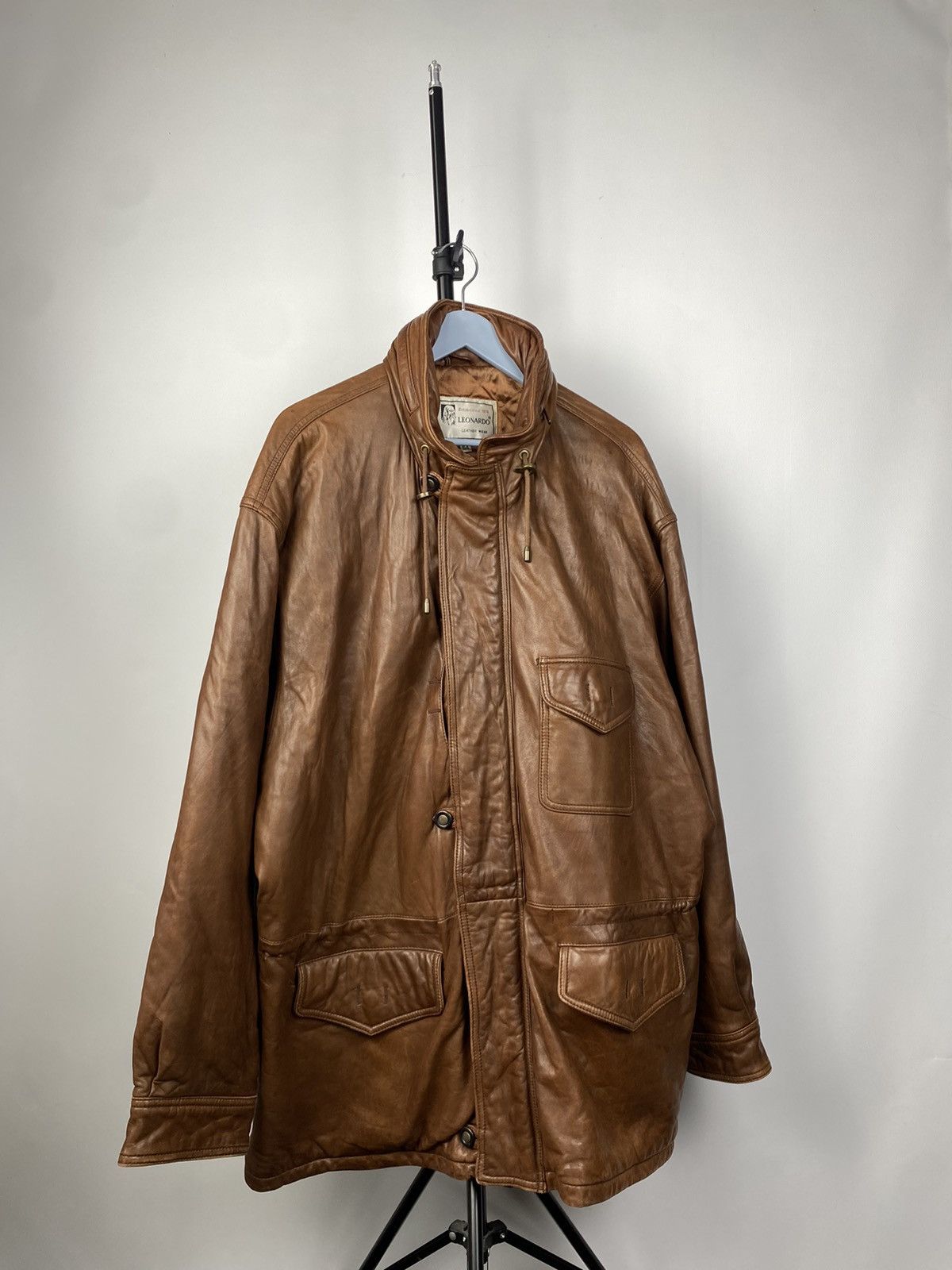 Japanese Brand × Leather Vintage Crazy Leonardo Japanese Real Leather Coat Jacket Size US L / EU 52-54 / 3 - 1 Thumbnail