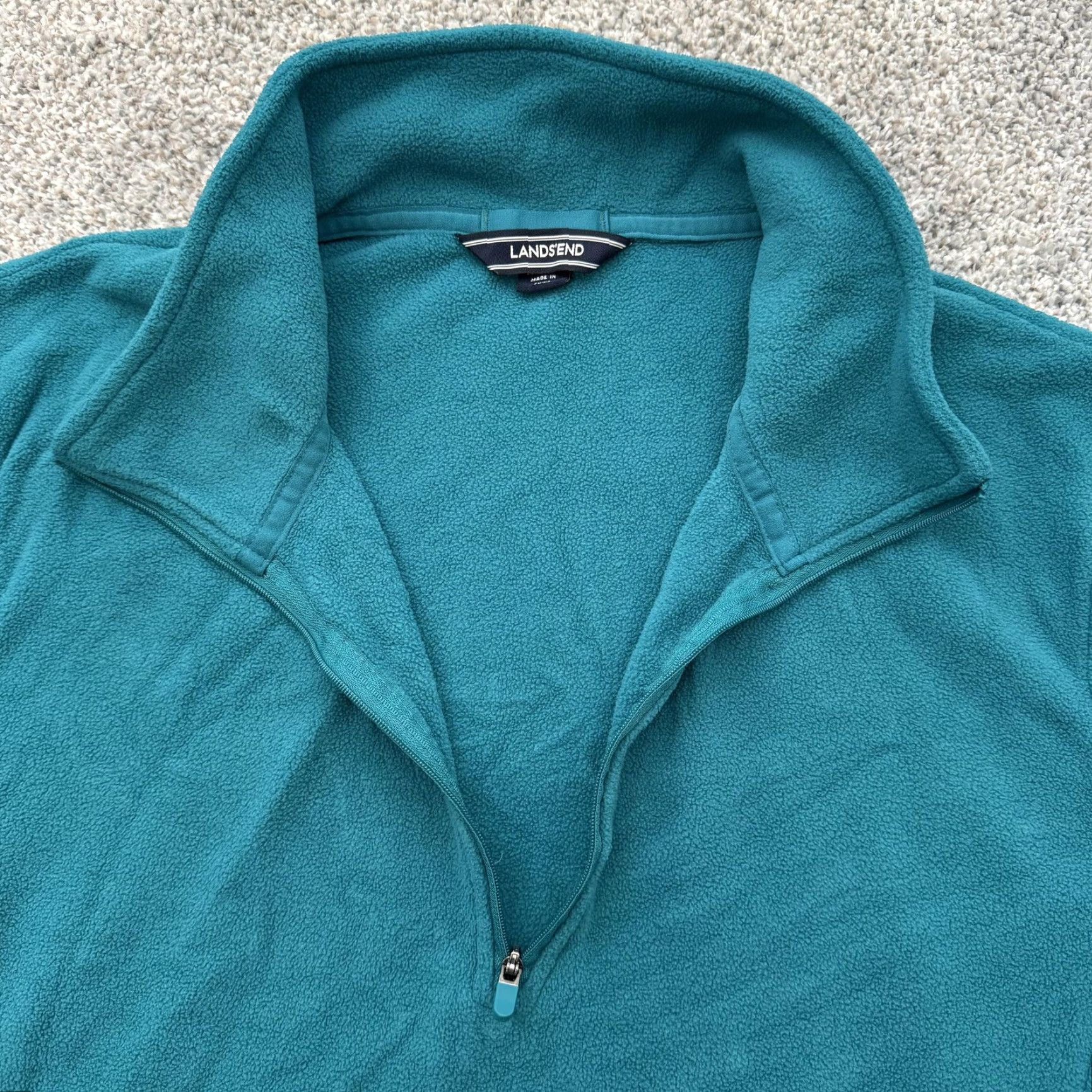 Lands' End VINTAGE: No — Lands' End Pullover Jacket 1X Plus 16W 18W Fleece Quarter Zip Warm Cozy Fall Women’s Plus Size Teal Size XL / US 12-14 / IT 48-50 - 2 Thumbnail