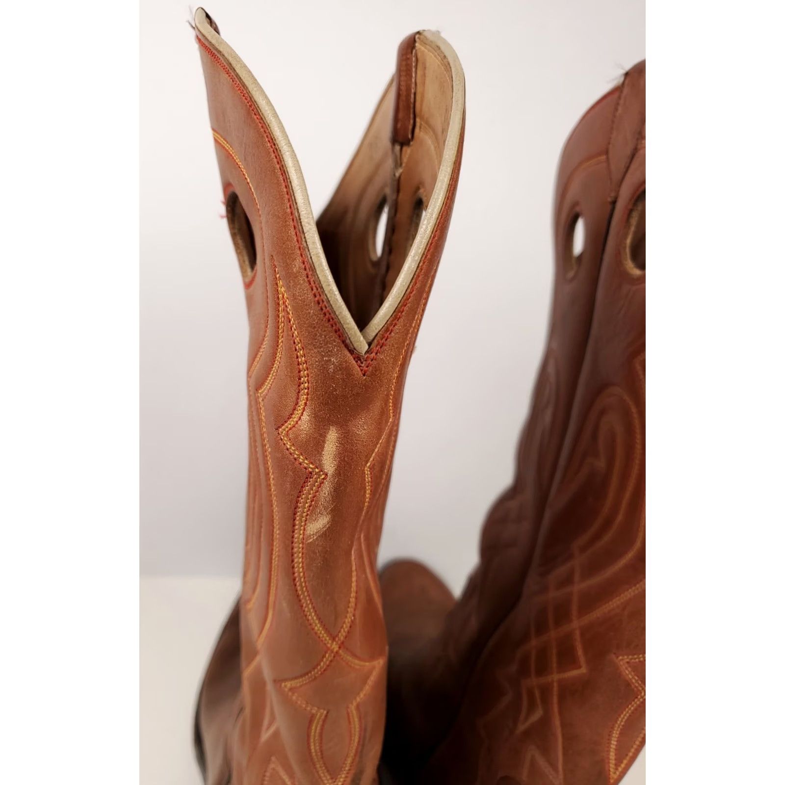 Vintage Wilson's Hand Made Cowboy Boots Buckaroo Brown Mens 8.5 B Boots Leather Brown Western Cowboy Mens 8.5 B Size US 9 / EU 42 - 5 Thumbnail