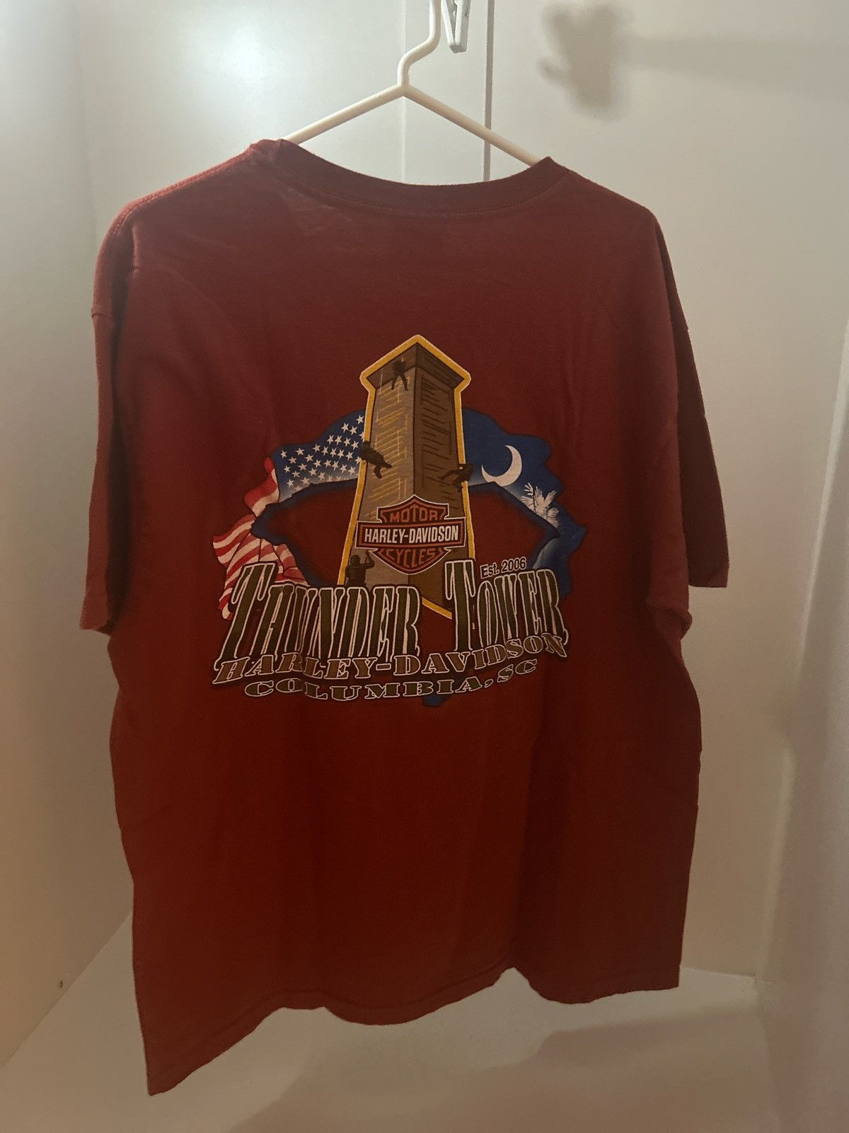 Harley Davidson Red Harley Davidson thunder tower t-shirt Size US XL / EU 56 / 4 - 2 Thumbnail