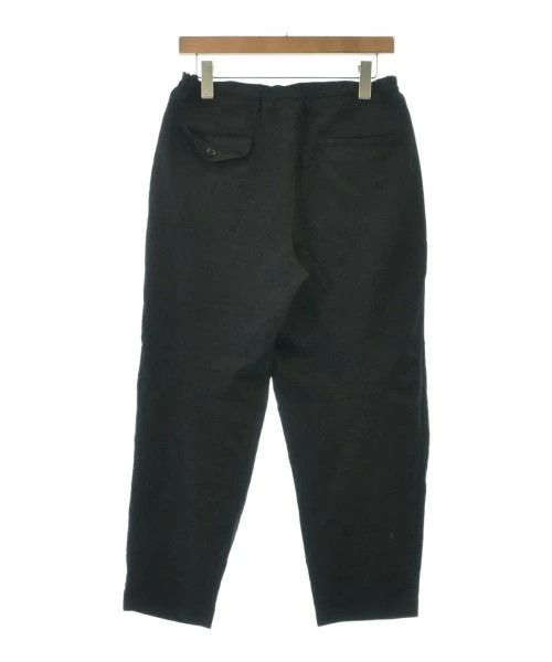 Cropped Pants Wool Rubber Waist Plain Zip Fly Black
