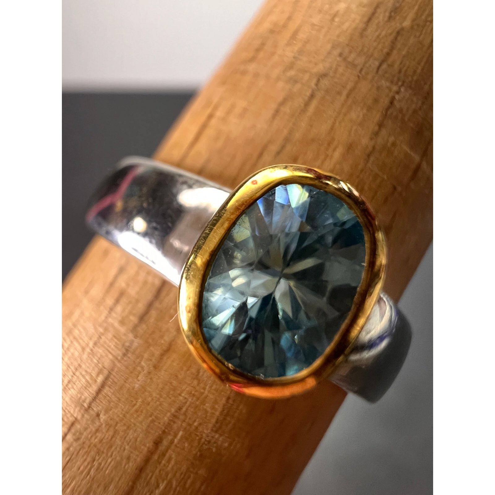 Other NEW Blue zircon ring in YG and platinum over 925 size 9 Size ONE SIZE - 4 Thumbnail