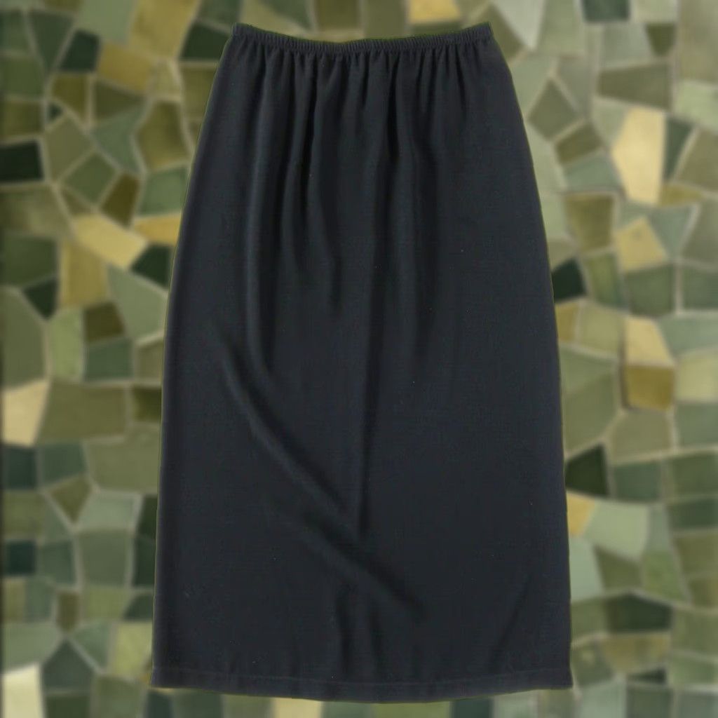 Vintage Hino & Malee II Black Maxi Skirt Women L Elastic Waist Long Night? Size 36" / US 14 / IT 50 - 1 Thumbnail