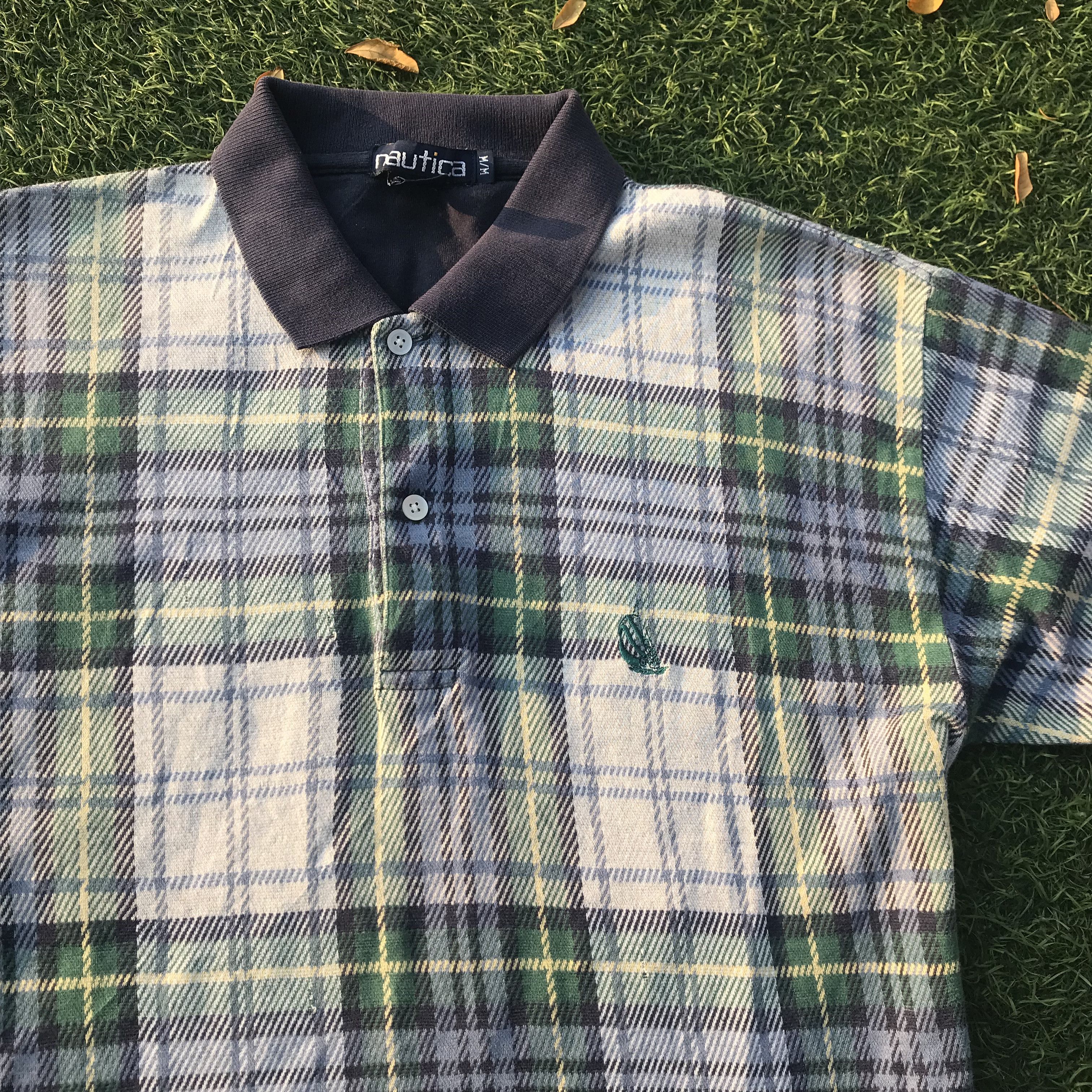 Nautica Vintage Nautica Green Plaid Tartan Polo Shirt Navy blue Size US M / EU 48-50 / 2 - 2 Thumbnail