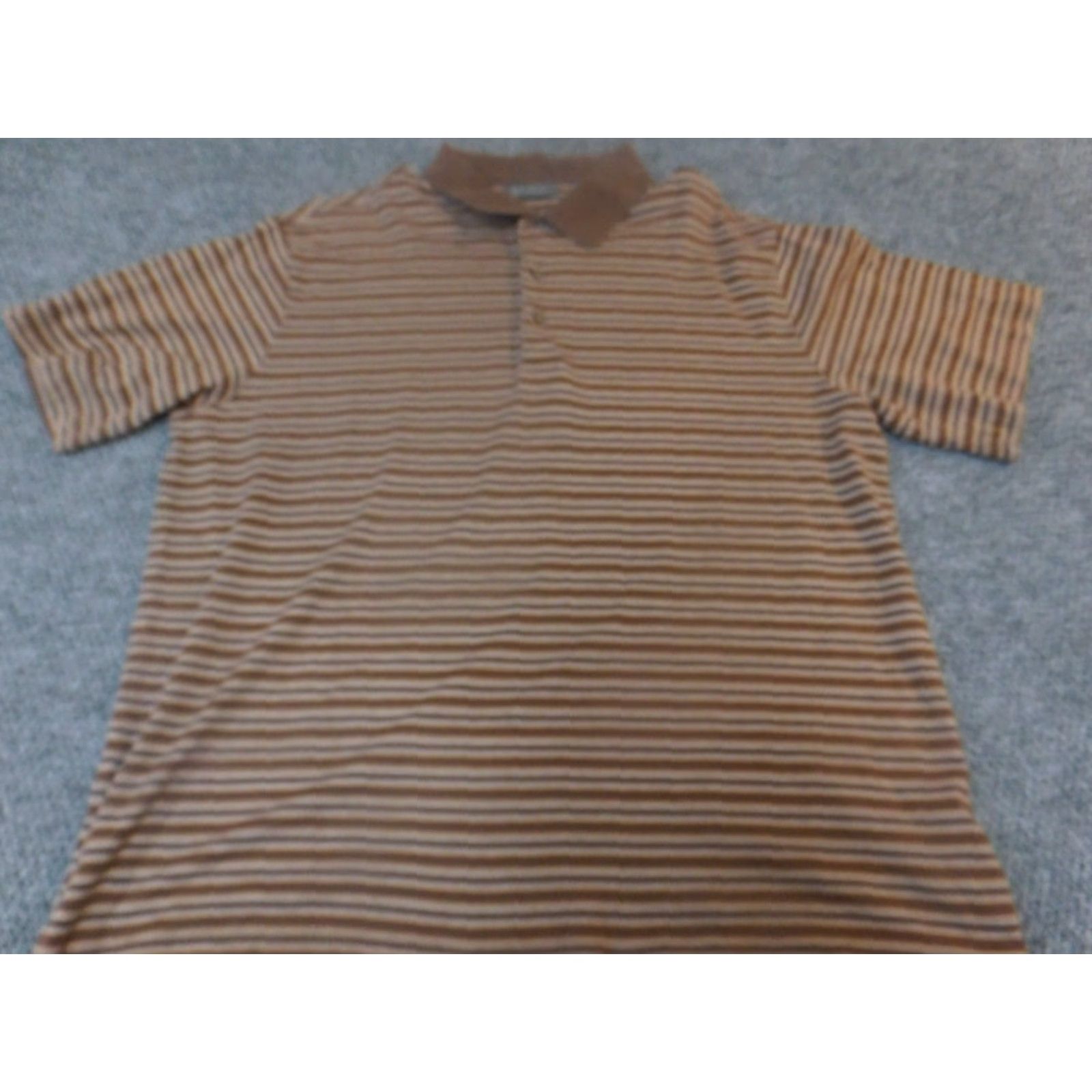Vintage Daniel Cremieux Mens Polo Shirt XL Brown Striped Signature Collection Shirt Regular Short Sleeve Button-Down Collared Golf USA Palm Flag Theme Mens Size US XL / EU 56 / 4 - 2 Thumbnail