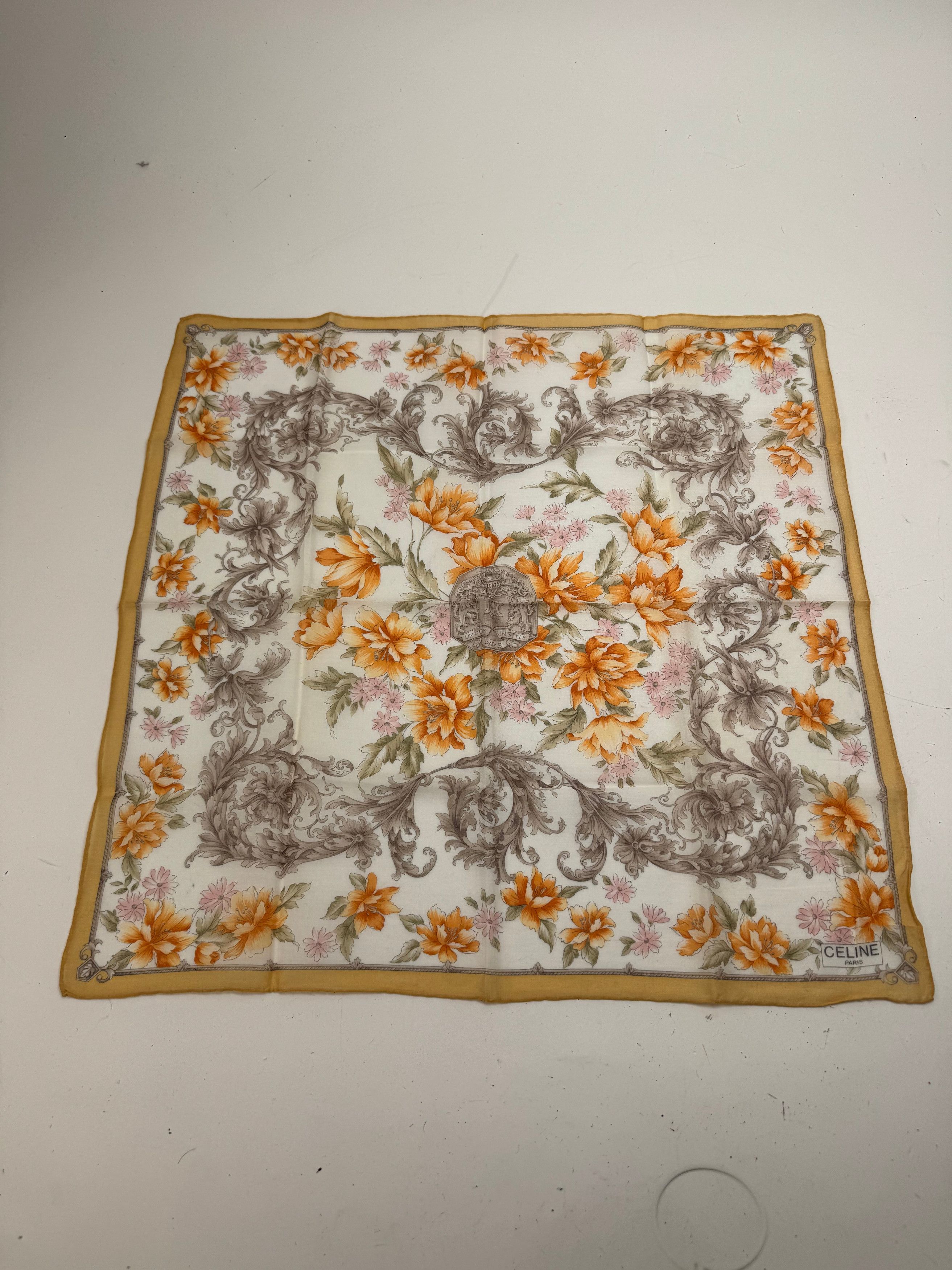 Celine Vintage Scarf Yellow Grey Size ONE SIZE - 1 Thumbnail