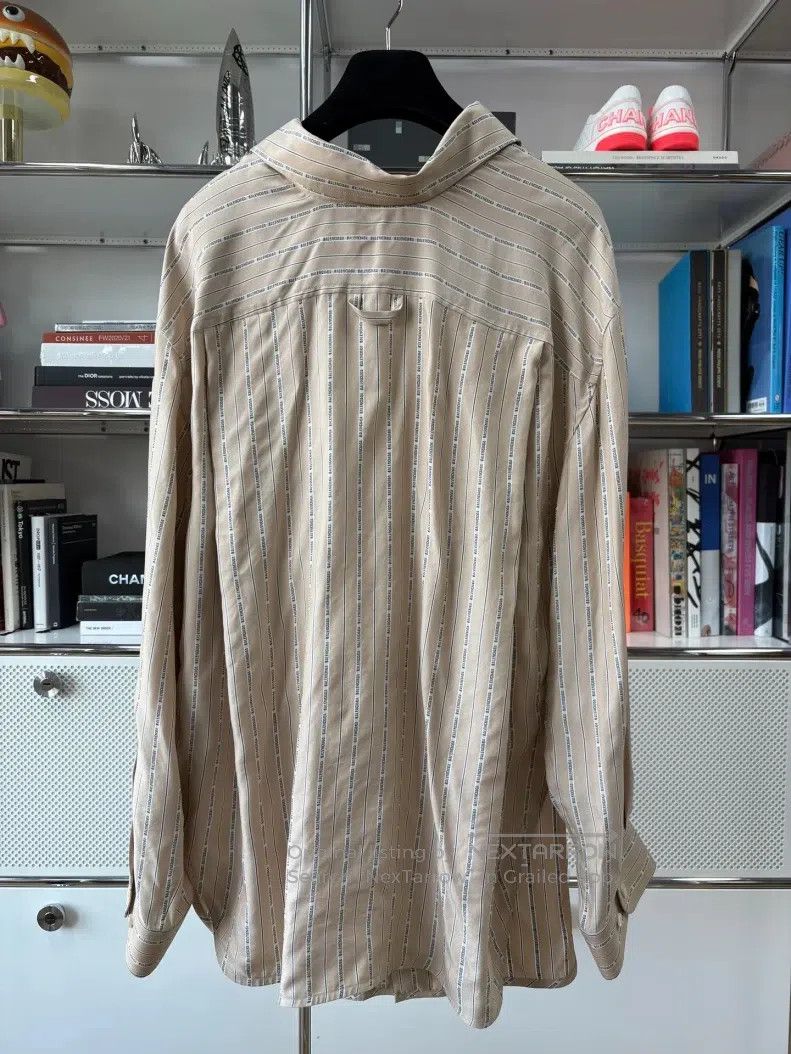 Balenciaga Balenciaga Khaki Striped Printed Shirt Size XS / US 0-2 / IT 36-38 - 3 Thumbnail
