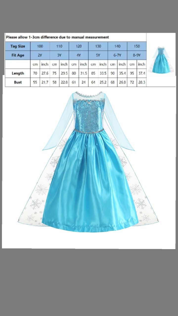 Disney Disney Frozen Elsa Snow Queen Princess Dress Halloween Kids Size ONE SIZE - 1 Thumbnail