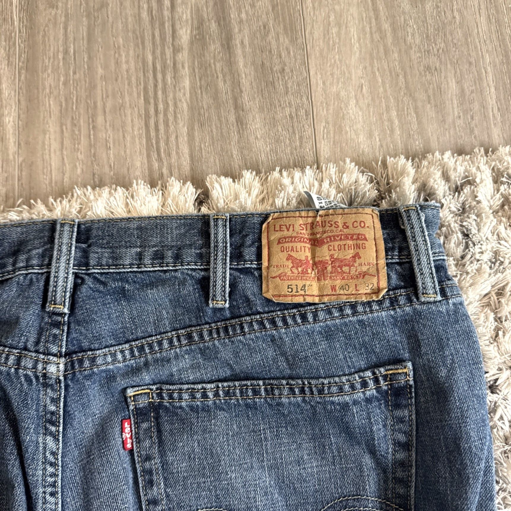 Levi's VINTAGE? (No) Levi's 514 Slim Straight Leg Jeans Men 40x32 100% Cotton Blue Workwear Slimming Jeans 514 Mens Blue - 40x32 Size US 40 / EU 56 - 3 Thumbnail