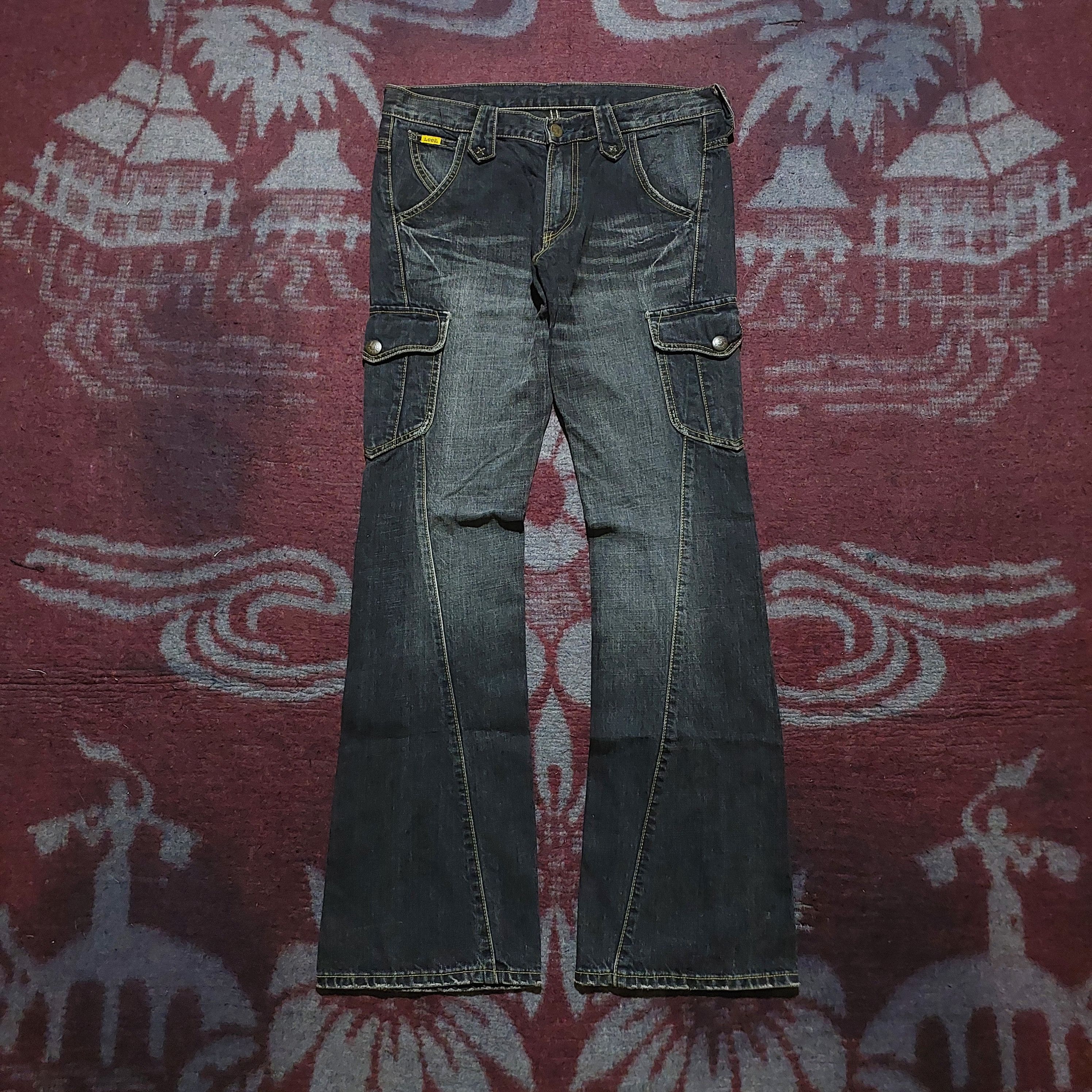 Flare lee black faded cargo jeans