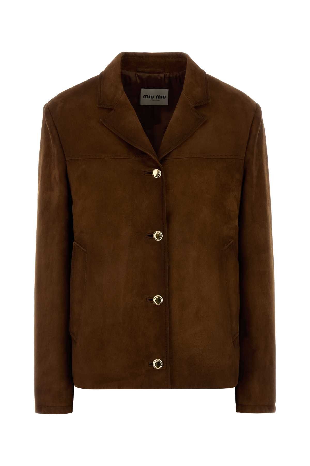 Miu Miu Brown Suede Jacket Size S / US 4 / IT 40 - 1 Thumbnail
