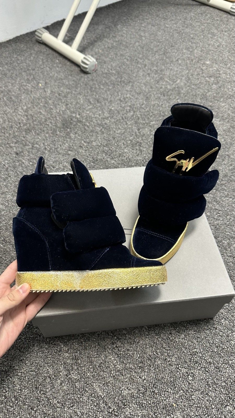 Giuseppe Zanotti Giuseppe Zanotti Blue Velvet High Top Sneakers Isabel Marant Size US 7 / IT 37 - 16 Thumbnail
