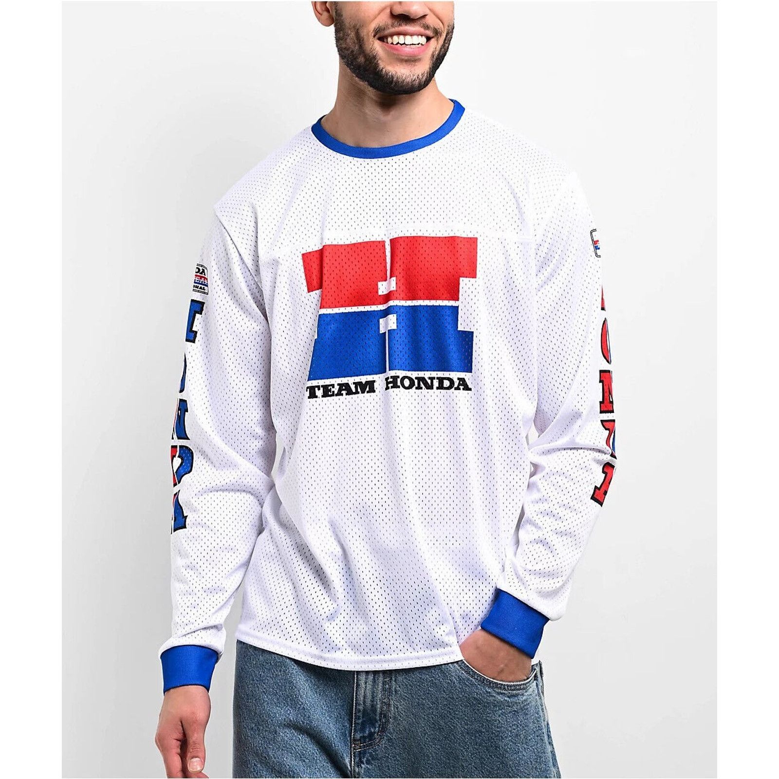 Honda Honda Racing Team Men's White Long Sleeve Mesh Jersey Shirt Size US XL / EU 56 / 4 - 3 Thumbnail