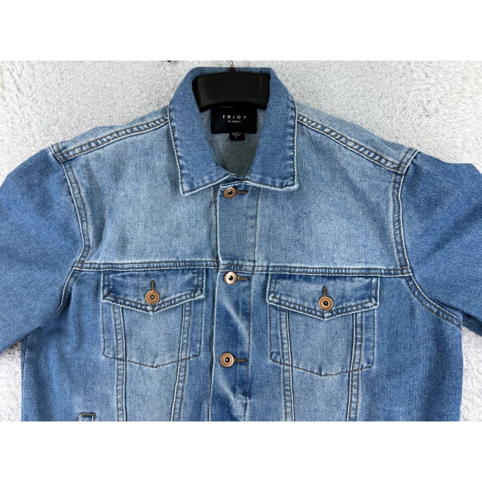 Lee VINTAGE Lee Jacket Womens L Blue Denim Trucker 100% Cotton Pockets 70's Theme American Music Basic Jacket Size L / US 10 / IT 46 - 4 Thumbnail