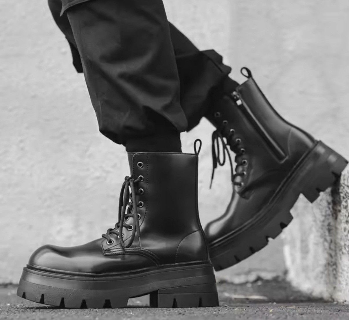 Japanese Brand Chunky Platform Split Leather Combat Boots Size US 9 / EU 42 - 3 Thumbnail