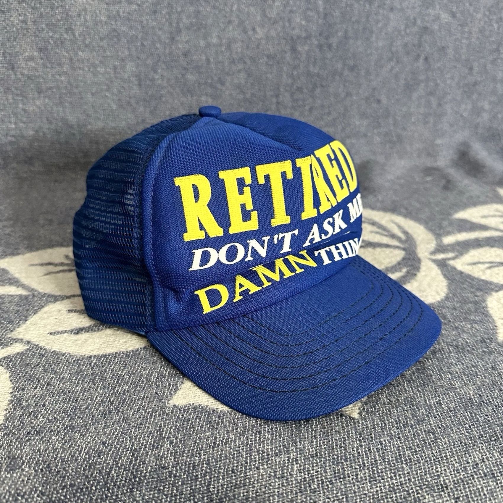 Vintage VINTAGE Men's Trucker Hat Blue Don’t Ask Humor Puff Print Snapback USA Size ONE SIZE - 2 Thumbnail