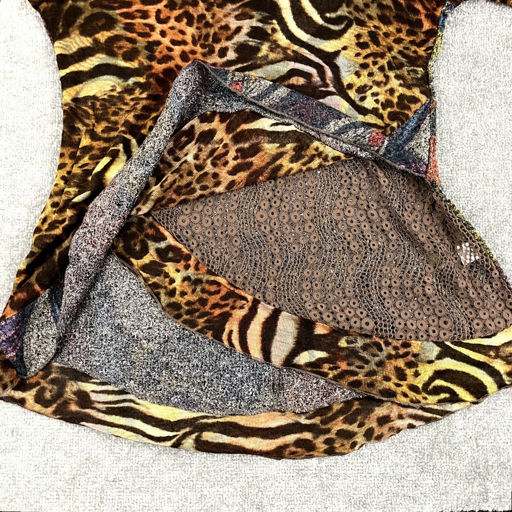 Vintage VARIATIONS Dress Womens XL Wearable Art Funky Leopard Layered Tunic Long Sleeve Size XL / US 12-14 / IT 48-50 - 6 Thumbnail