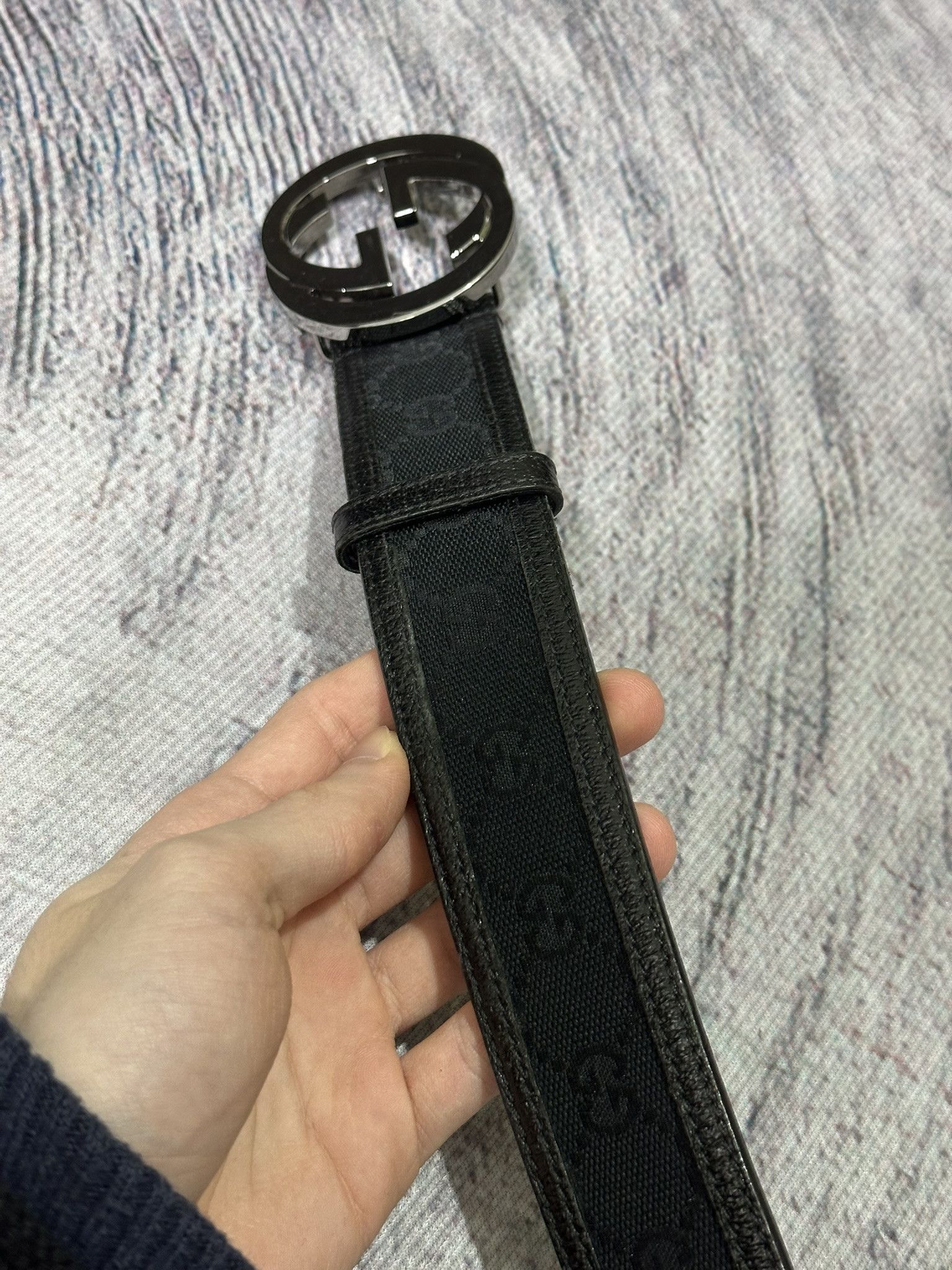 Gucci Gucci Belt Monogram Canvas and Leather Black Interlocking G Size 32 - 6 Thumbnail