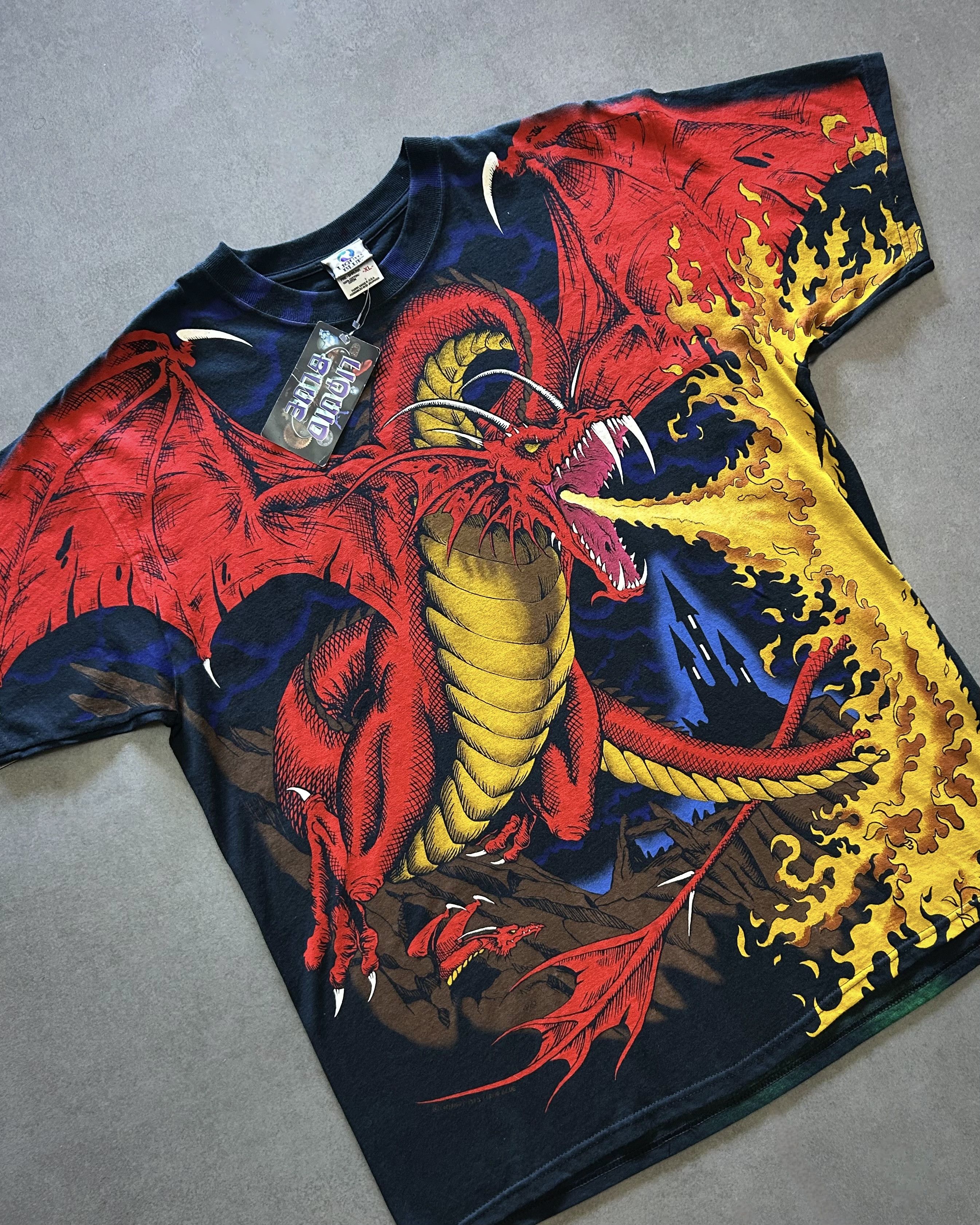 Liquid Blue Liquid Blue Dark Fantasy Dragon Black T-Shirt Size US XL / EU 56 / 4 - 6 Thumbnail