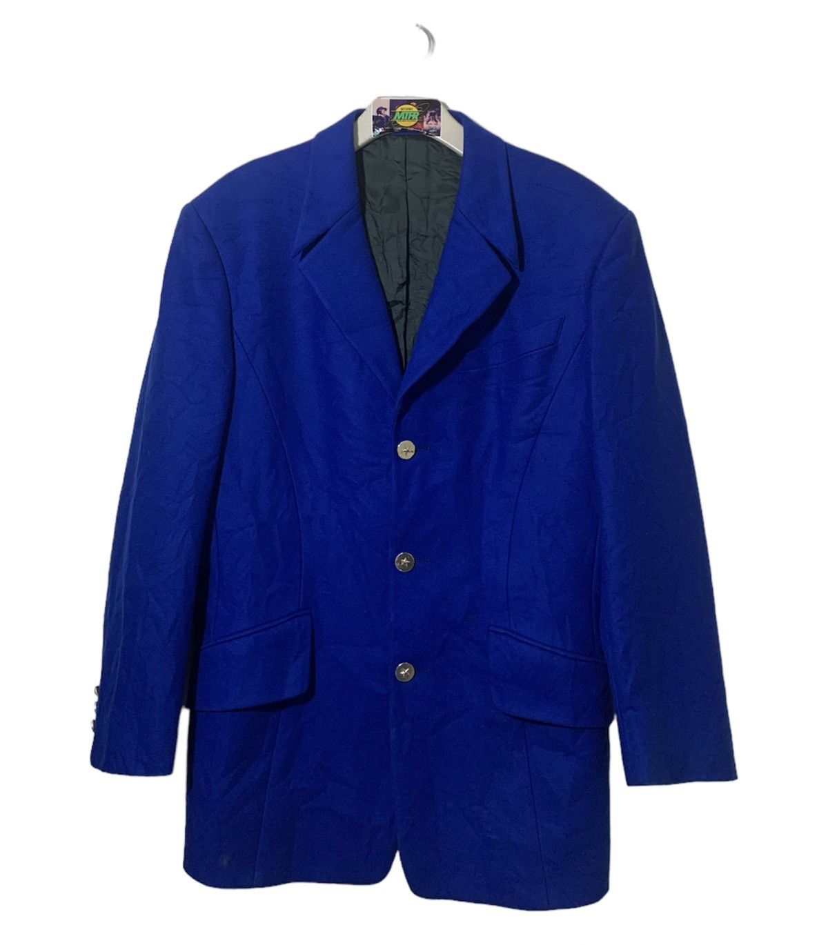 image of Thierry Mugler 90's Deep Blue Tweed Jacket, Women's (Size Small)