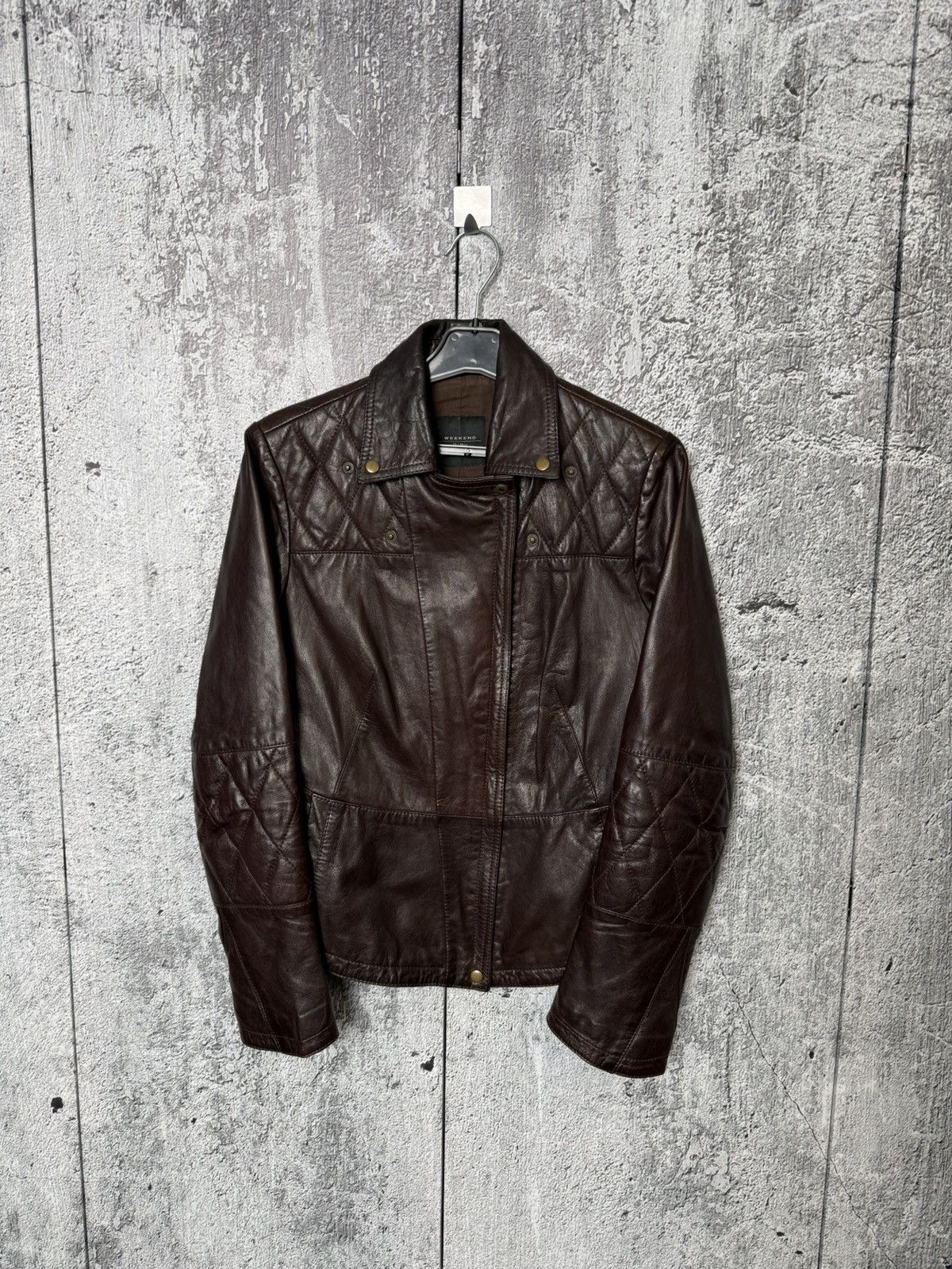 Weekend Max Mara Weekend Max Mara Brown Leather Biker Jacket Cropped Moto Size S / US 4 / IT 40 - 7 Thumbnail