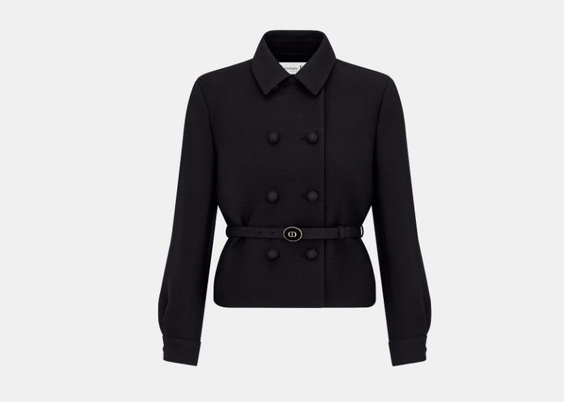 Dior o1w1db11124 Fitted Belt Jacket in Black Size M / US 6-8 / IT 42-44 - 1 Thumbnail