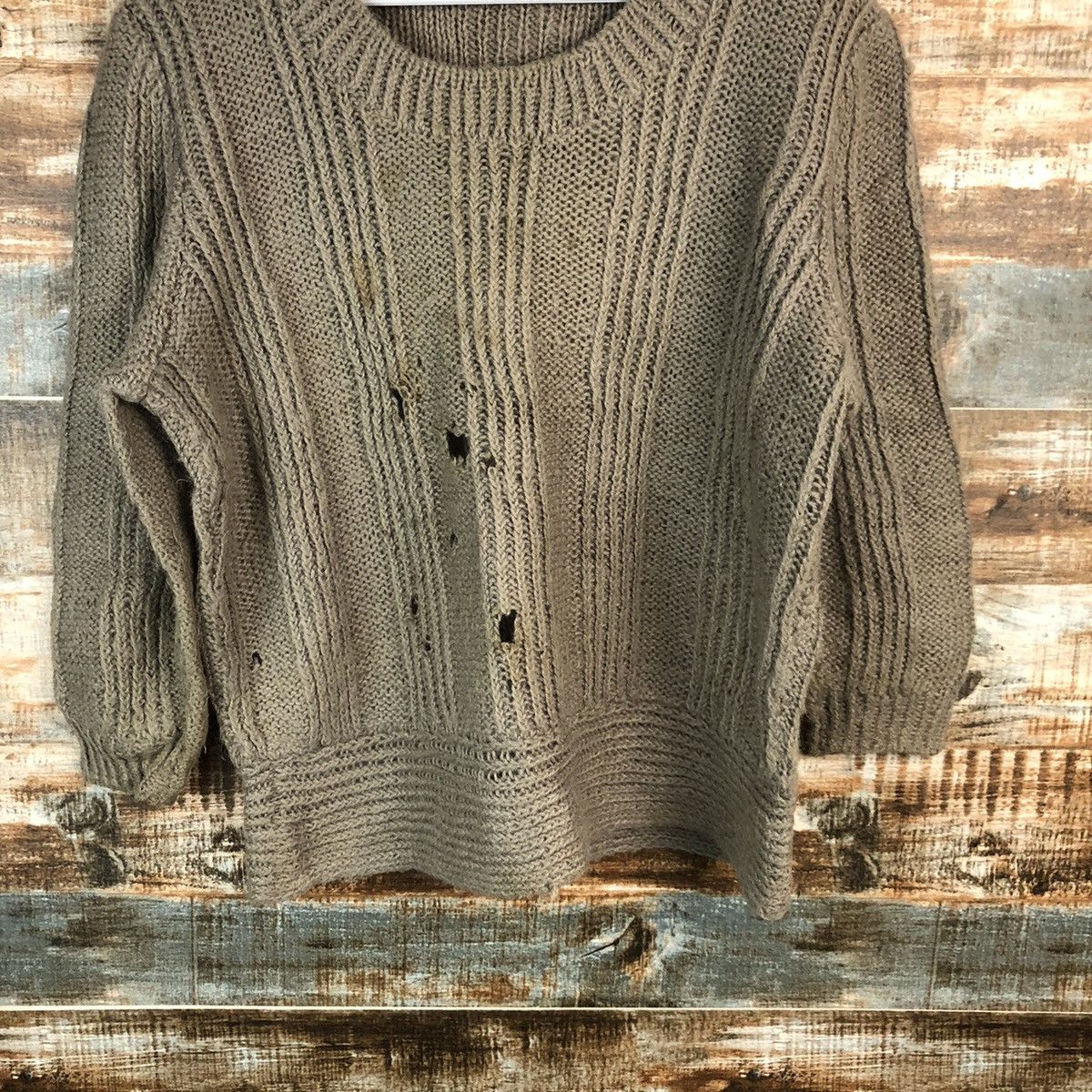 Homespun Knitwear × Japanese Brand Japanese Brand Brown ripped vintage Knitwear #A1550 Size M / US 6-8 / IT 42-44 - 6 Thumbnail