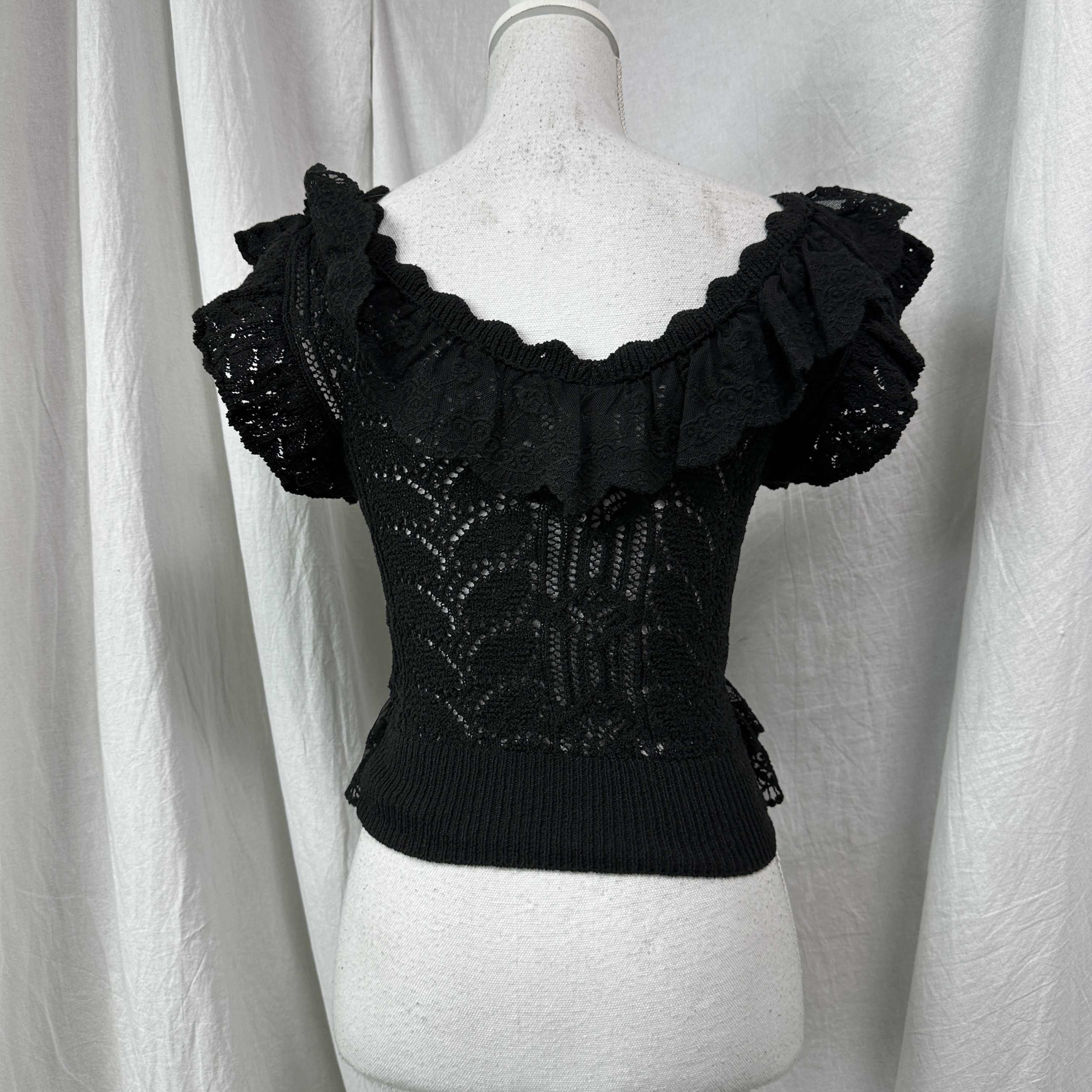 Vintage Vintage Avant Garde Grunge Opium Crochet Top Y2K Size S / US 4 / IT 40 - 5 Thumbnail