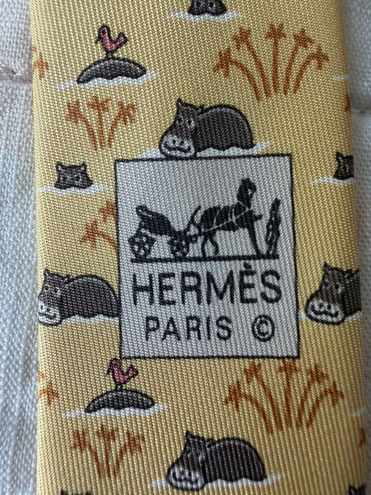Hermes Hermès Paris Hippo Silk Tie 521 SA Made in France NWT Size ONE SIZE - 4 Thumbnail