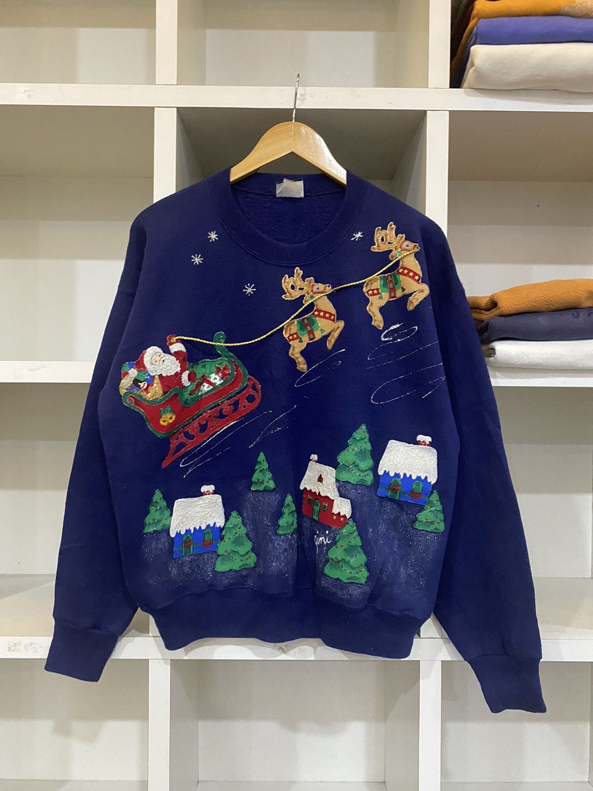 Lee × Vintage Vintage 80’s Santa Clous Sweatshirt Size US M / EU 48-50 / 2 - 2 Thumbnail